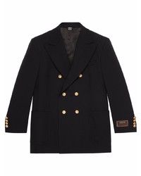 Мужской черный шерстяной двубортный пиджак от Gucci