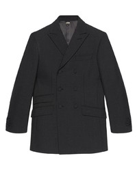 Мужской черный шерстяной двубортный пиджак от Gucci