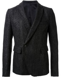 Мужской черный шерстяной двубортный пиджак от Haider Ackermann