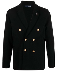 Мужской черный шерстяной двубортный пиджак от Lardini