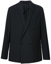 Мужской черный шерстяной двубортный пиджак от Lemaire