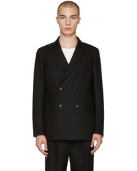 Мужской черный шерстяной двубортный пиджак от Lemaire