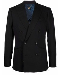 Мужской черный шерстяной двубортный пиджак от Maurizio Miri