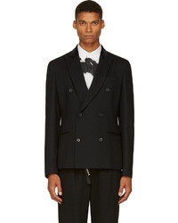 Мужской черный шерстяной двубортный пиджак от McQ