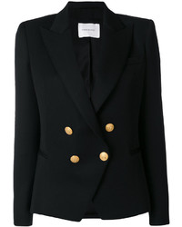 Женский черный шерстяной двубортный пиджак от PIERRE BALMAIN