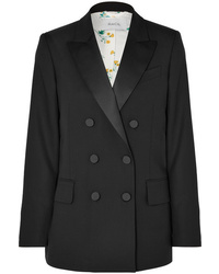 Женский черный шерстяной двубортный пиджак от Racil