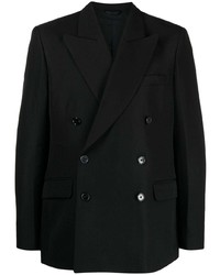 Мужской черный шерстяной двубортный пиджак от Raf Simons