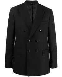Мужской черный шерстяной двубортный пиджак от Reveres 1949
