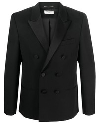 Мужской черный шерстяной двубортный пиджак от Saint Laurent