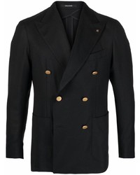 Мужской черный шерстяной двубортный пиджак от Tagliatore