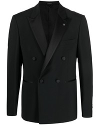 Мужской черный шерстяной двубортный пиджак от Tagliatore