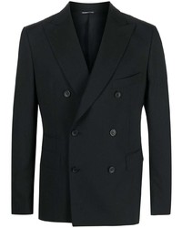 Мужской черный шерстяной двубортный пиджак от Tonello