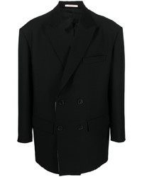 Мужской черный шерстяной двубортный пиджак от Valentino