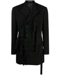Мужской черный шерстяной двубортный пиджак от Yohji Yamamoto