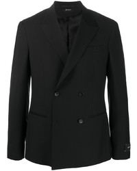 Мужской черный шерстяной двубортный пиджак от Z Zegna