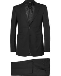 Черный шерстяной костюм в вертикальную полоску от Burberry