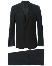 Черный шерстяной костюм-тройка от Dolce & Gabbana