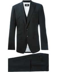Черный шерстяной костюм-тройка от DSQUARED2