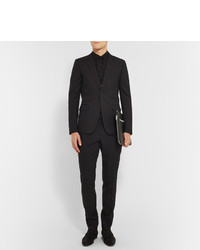 Черный шерстяной костюм от Saint Laurent