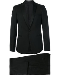 Черный шерстяной костюм от Emporio Armani