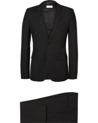 Черный шерстяной костюм от Saint Laurent