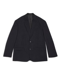Мужской черный шерстяной пиджак в вертикальную полоску от Balenciaga