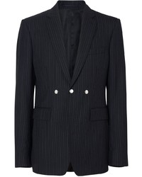 Мужской черный шерстяной пиджак в вертикальную полоску от Burberry