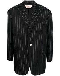 Мужской черный шерстяной пиджак в вертикальную полоску от Marni