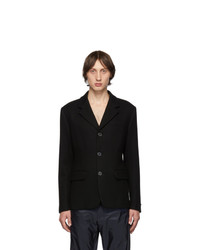 Мужской черный шерстяной пиджак в вертикальную полоску от Prada