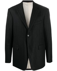 Мужской черный шерстяной пиджак в вертикальную полоску от Raf Simons