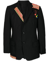 Мужской черный шерстяной пиджак в стиле пэчворк от Yohji Yamamoto