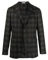 Мужской черный шерстяной пиджак в шотландскую клетку от Boglioli