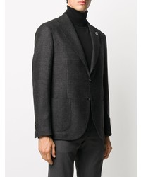 Мужской черный шерстяной пиджак в шотландскую клетку от Lardini