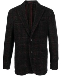 Мужской черный шерстяной пиджак в шотландскую клетку от The Gigi