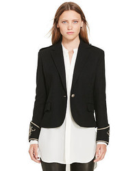 Черный шерстяной пиджак с вышивкой