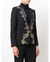 Женский черный шерстяной пиджак с вышивкой от Dondup