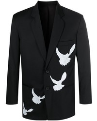 Мужской черный шерстяной пиджак с принтом от 3PARADIS