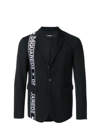 Мужской черный шерстяной пиджак с принтом от DSQUARED2