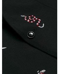 Мужской черный шерстяной пиджак с принтом от Gucci