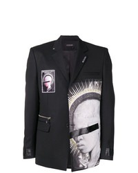 Мужской черный шерстяной пиджак с принтом от Icosae