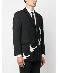 Мужской черный шерстяной пиджак с принтом от 3PARADIS