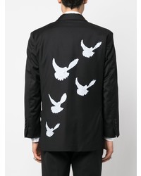 Мужской черный шерстяной пиджак с принтом от 3PARADIS