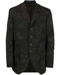 Мужской черный шерстяной пиджак с принтом от Yohji Yamamoto