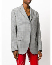 Женский черный шерстяной пиджак с узором "гусиные лапки" от MSGM