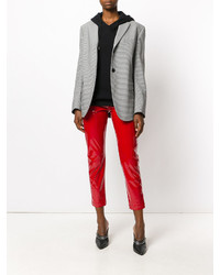 Женский черный шерстяной пиджак с узором "гусиные лапки" от MSGM