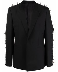 Мужской черный шерстяной пиджак с шипами от Givenchy