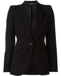 Женский черный шерстяной пиджак от Alexander McQueen
