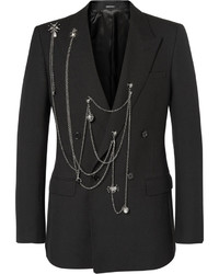 Мужской черный шерстяной пиджак от Alexander McQueen