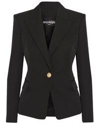 Женский черный шерстяной пиджак от Balmain