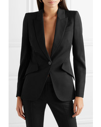 Женский черный шерстяной пиджак от Alexander McQueen